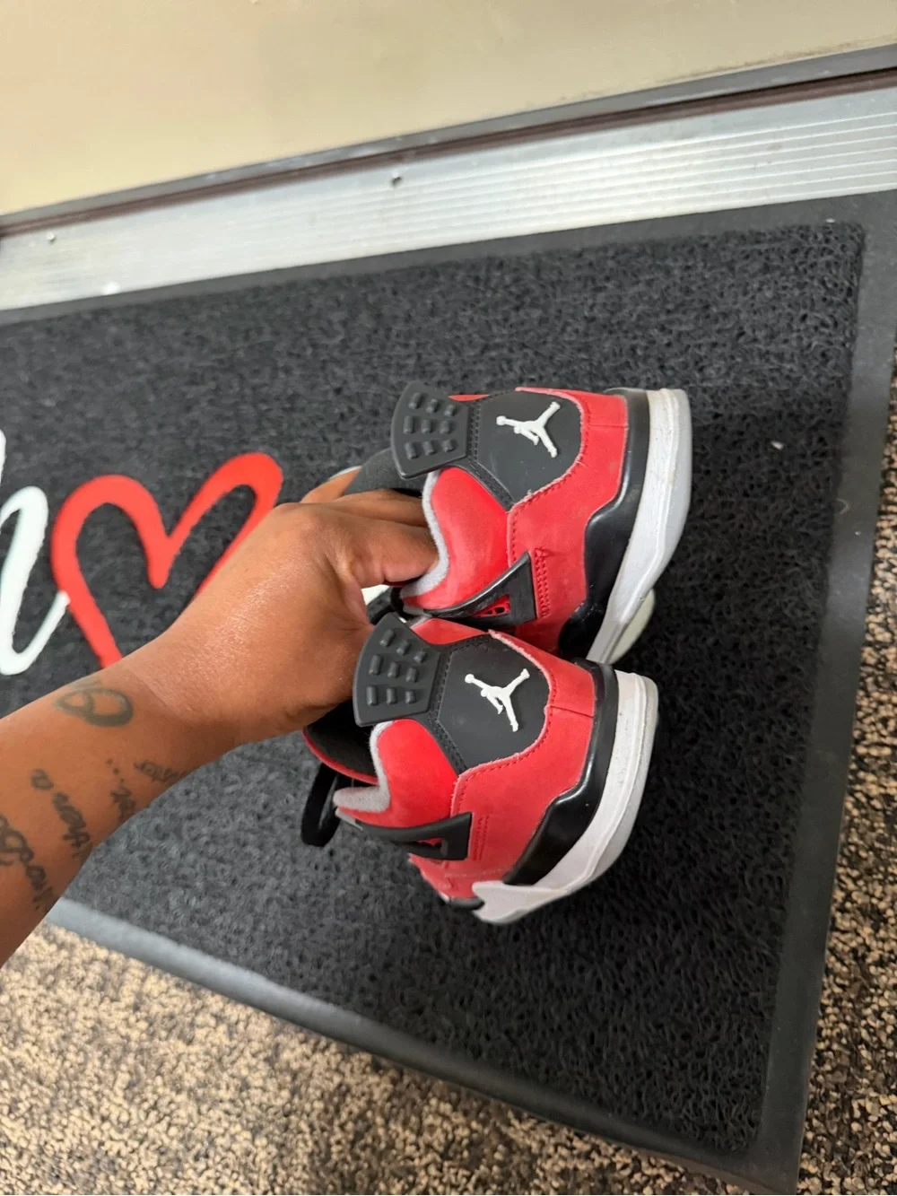 Jordan Kids' Red and Black Lace-Up Sneakers